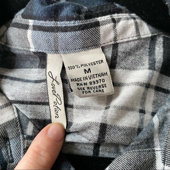 Love Potion Plaid Flannel Crop Convertible Button Down - Picture 8 of 12